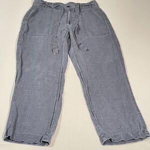 Cynthia Rowley Blue Linen Blend Straight Leg Pants Casual Women's Size 8 Coastal
